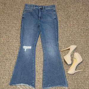 Express High Rise Flare Blue Jeans